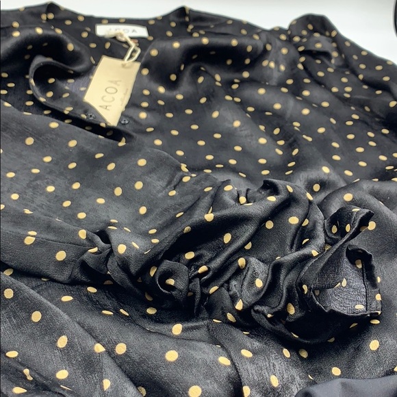 Polka Dot Long Sleeve Body Suit Blouse - Picture 3 of 6